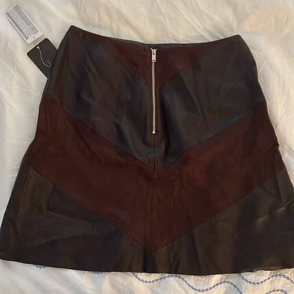 Brown Leather and Suede Zara Skirt small - Picture 2 of 3